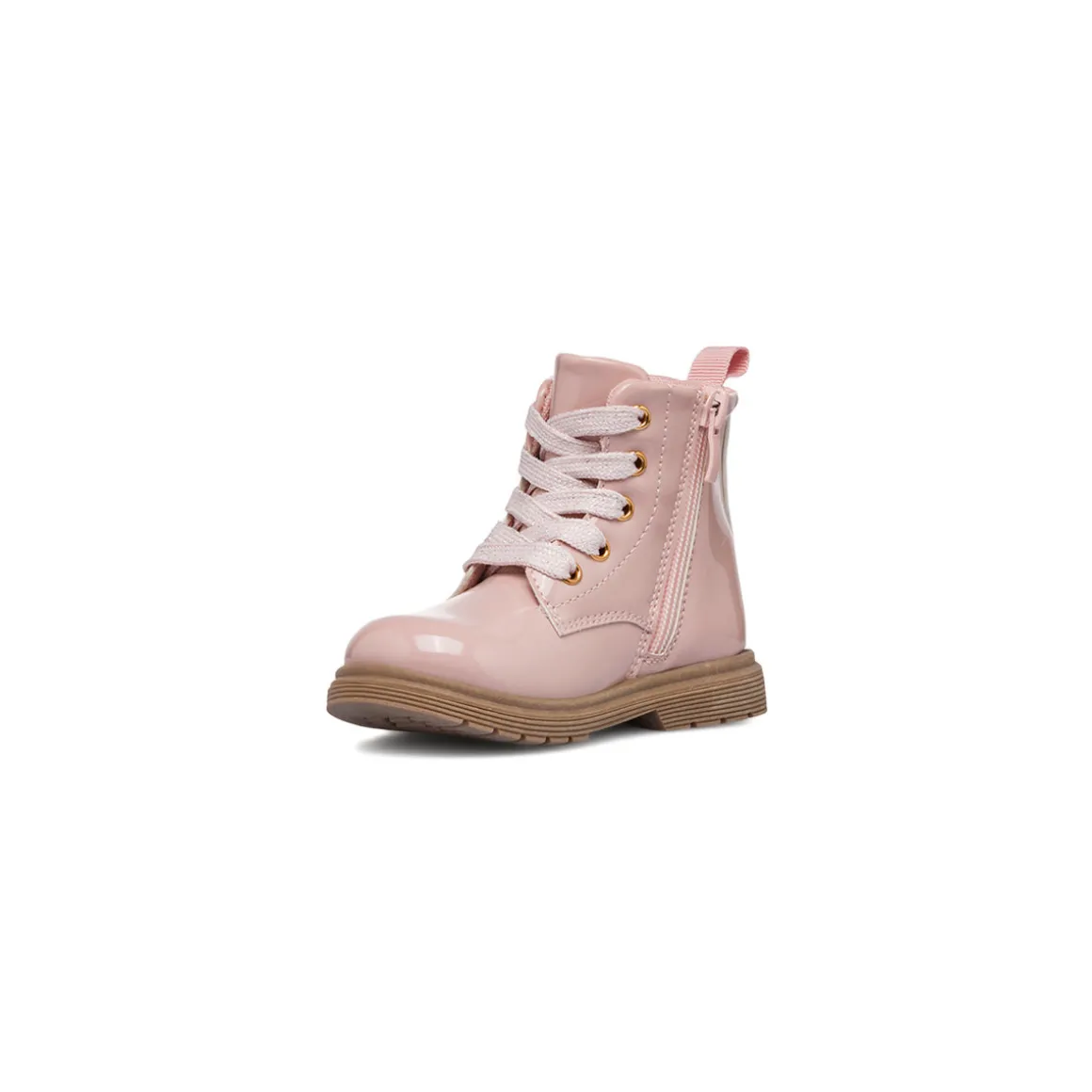 Stivaletti bambina rosa effetto vernice con dettagli fiori Le Scarpe di Alice