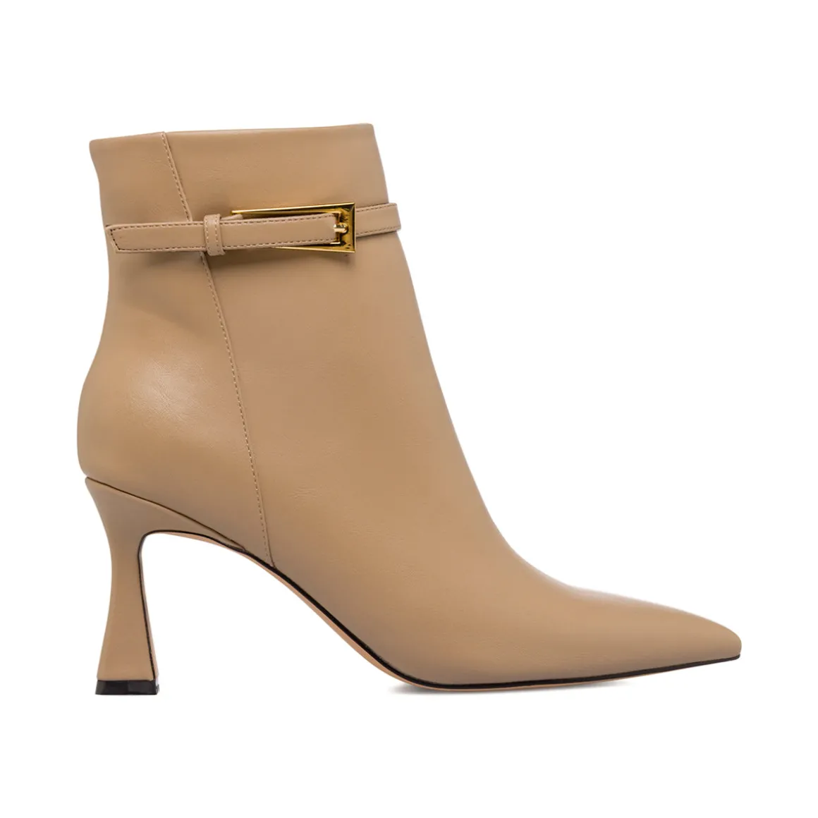 Stivaletti beige da Donna con fibbia e tacco 8 cm Lora Ferres