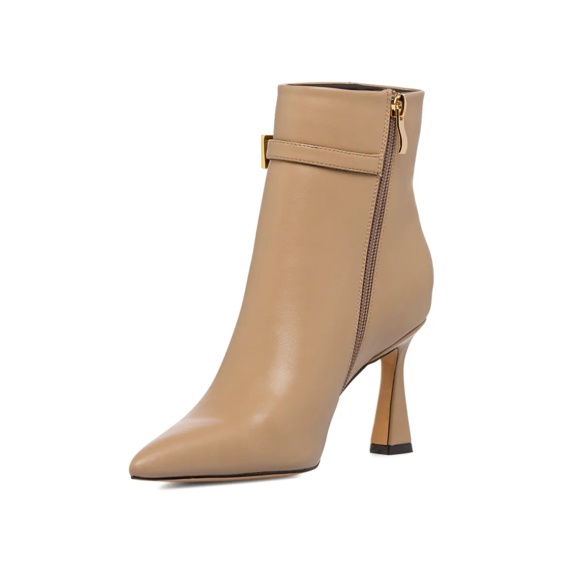 Stivaletti beige da Donna con fibbia e tacco 8 cm Lora Ferres