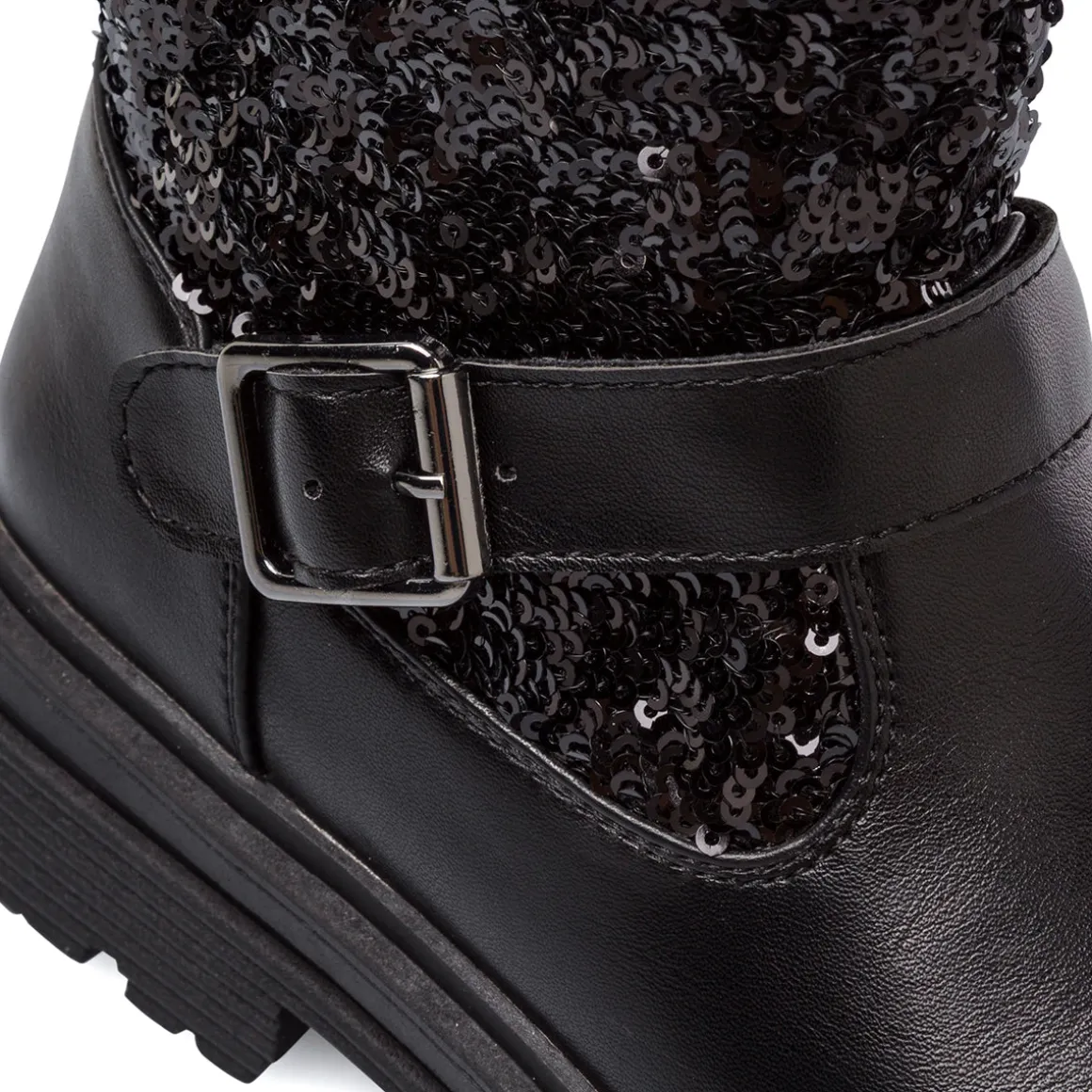 Stivaletti biker neri da Ragazza con fibbia e paillettes Dieci Baci