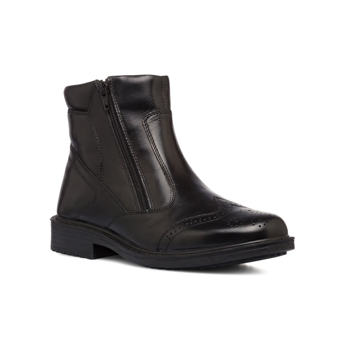 Stivaletti brogue comfort nero da uomo in pelle P Soft