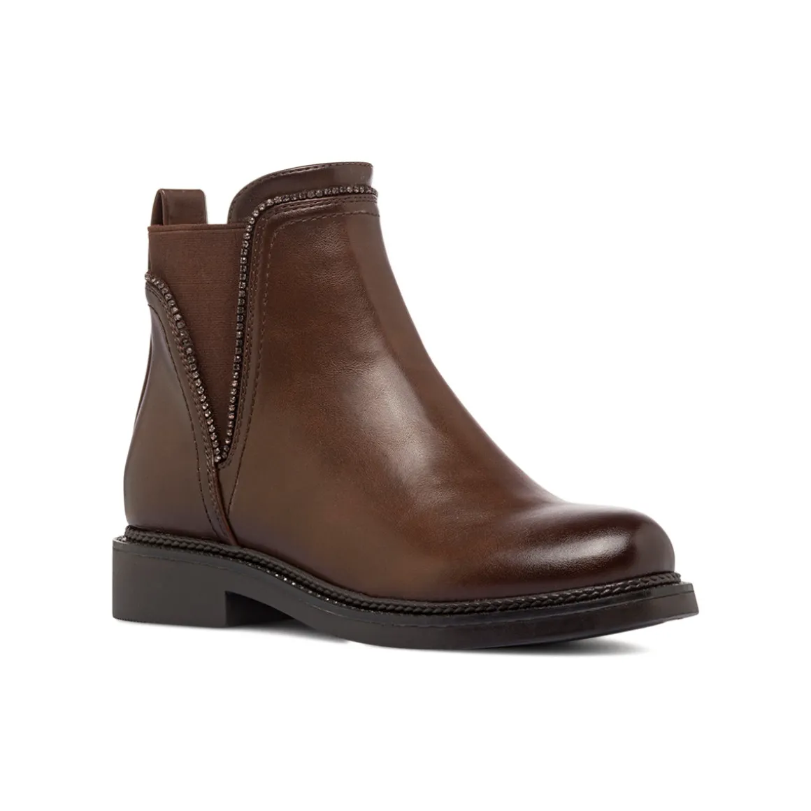 Stivaletti Chelsea marroni da Donna con zip e cristalli Lora Ferres