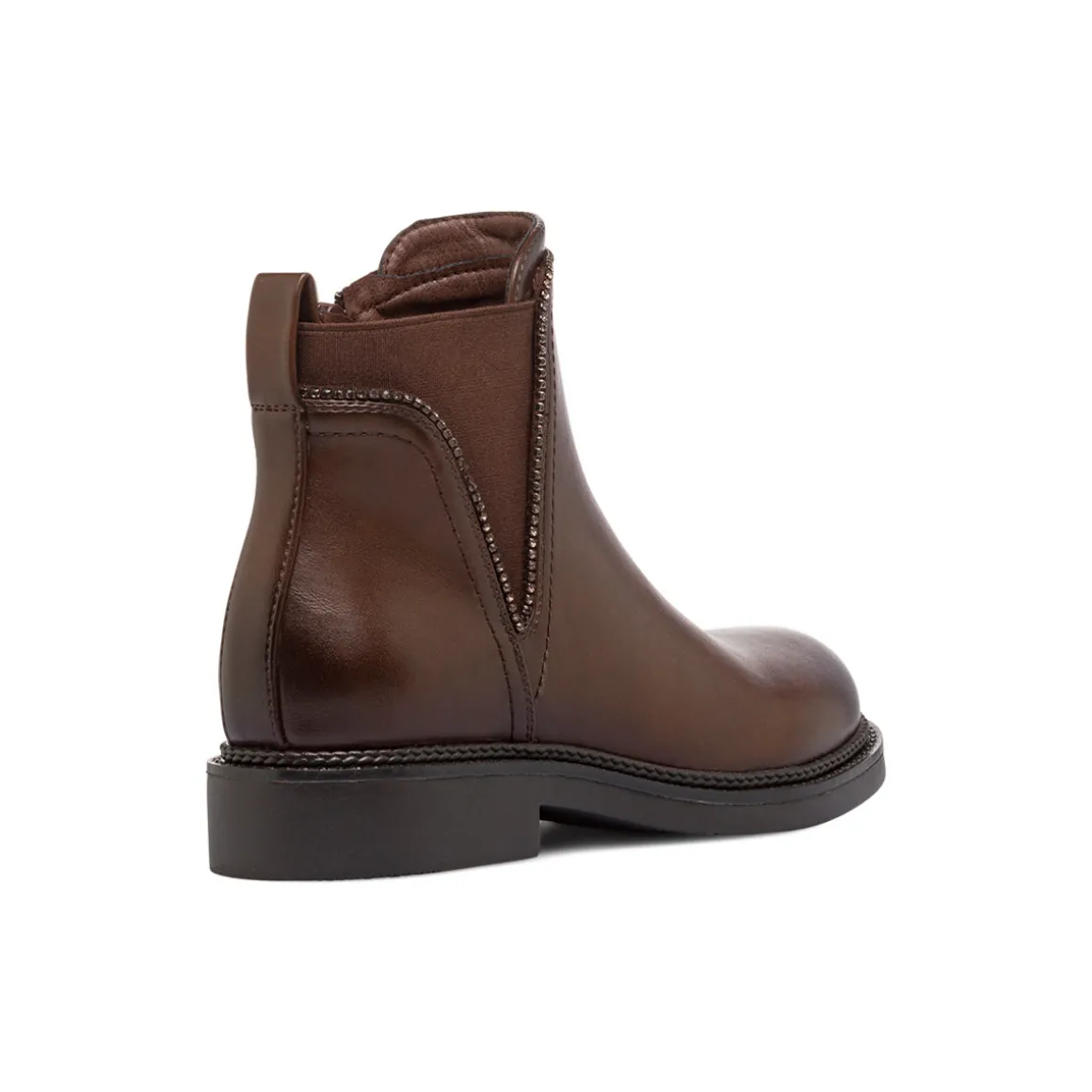 Stivaletti Chelsea marroni da Donna con zip e cristalli Lora Ferres
