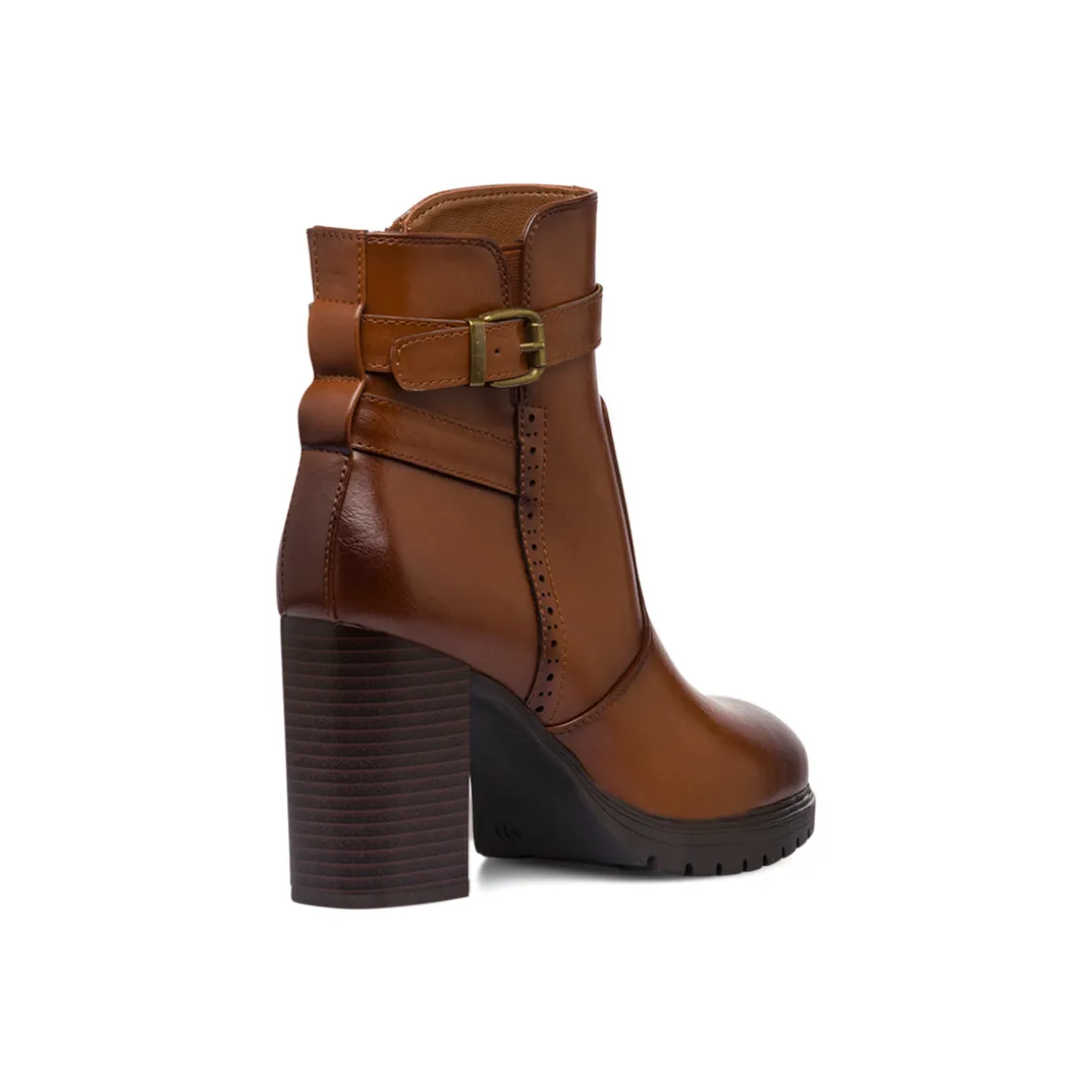 Stivaletti comfort color cuoio da Donna con fibbia e tcco 9 cm P Soft