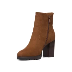 Stivaletti comfort color cuoio da Donna con tacco 8,5 cm P Soft
