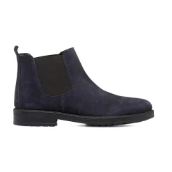 Stivaletti con elastici blu da uomo in pelle scamosciata Primopiano