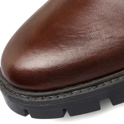 Stivaletti con elastici marroni in pelle da uomo con suola chunky Primopiano