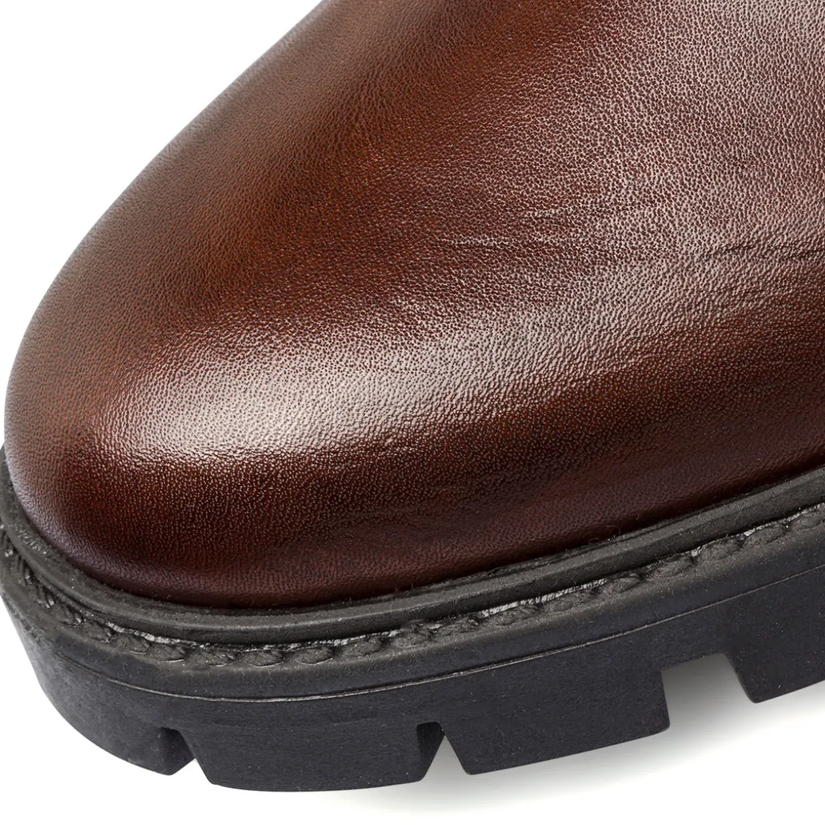 Stivaletti con elastici marroni in pelle da uomo con suola chunky Primopiano