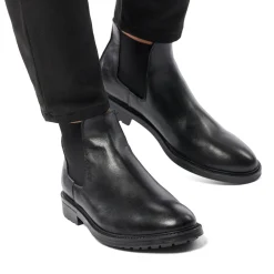 Stivaletti con elastici neri in pelle da uomo con suola chunky Primopiano