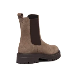 Stivaletti con elastico laterale da donna marroni in pelle scamosciata