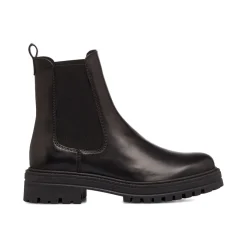 Stivaletti con elastico laterale da donna in pelle neri Primopiano