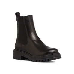 Stivaletti con elastico laterale da donna in pelle neri Primopiano