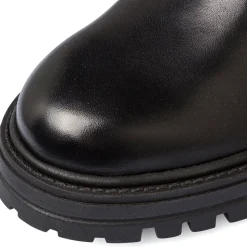 Stivaletti con elastico laterale da donna in pelle neri Primopiano