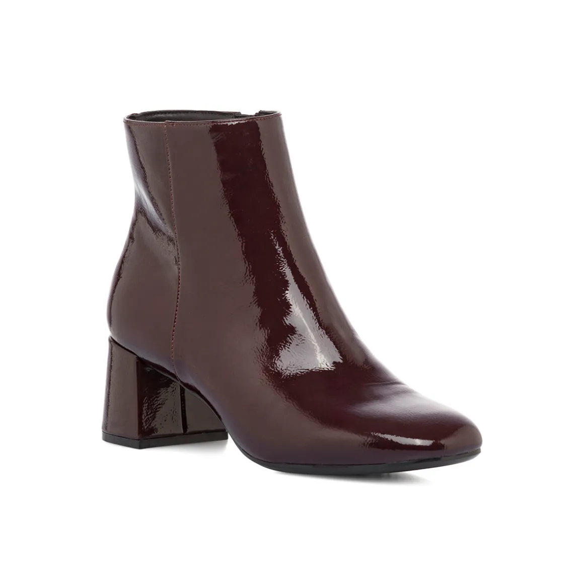 Stivaletti con tacco 6 cm bordeaux effetto vernice Lora Ferres