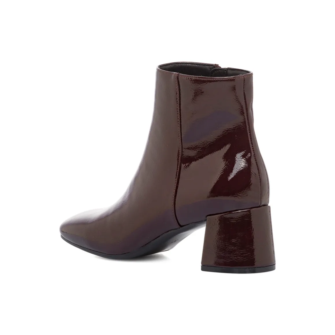 Stivaletti con tacco 6 cm bordeaux effetto vernice Lora Ferres