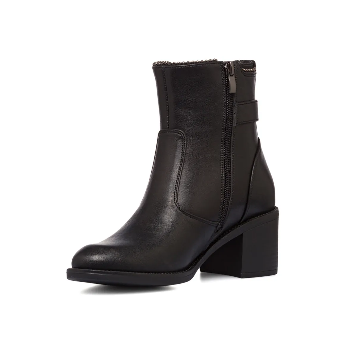Stivaletti con tacco 6 cm neri da donna con fibbia e borchie Lora Ferres