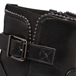 Stivaletti con tacco 6 cm neri da donna con fibbia e borchie Lora Ferres