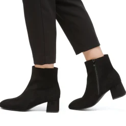 Stivaletti con tacco 5,5 cm da donna neri effetto scamosciato Lora Ferres