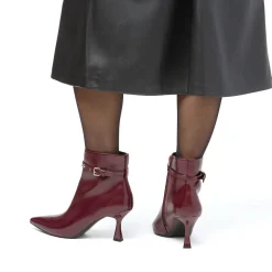 Stivaletti con tacco 7,5 cm da donna bordeaux burgundy con cinturini Lora Ferres