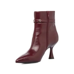 Stivaletti con tacco 7,5 cm da donna bordeaux burgundy con cinturini Lora Ferres