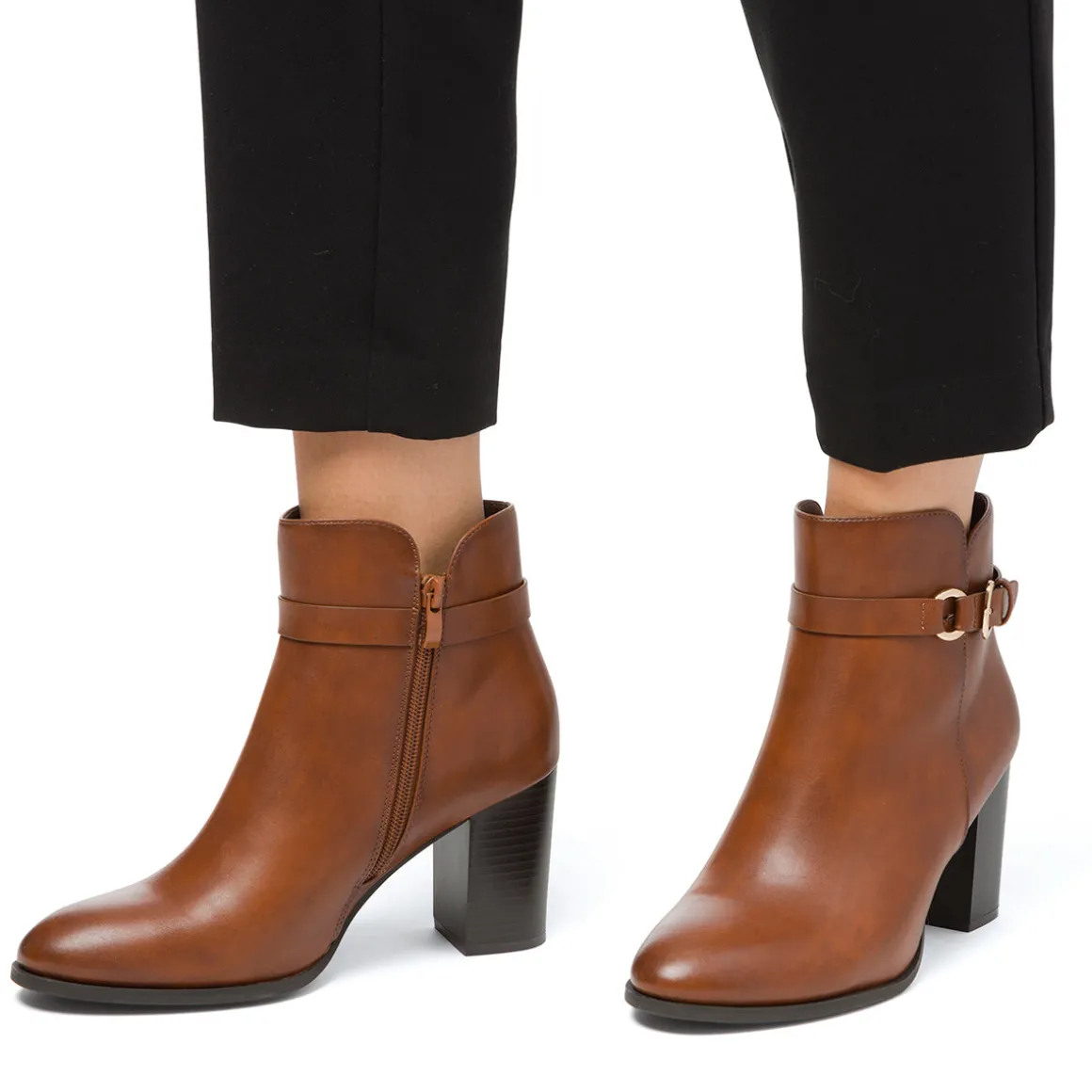 Stivaletti con tacco 8 cm da donna marroni Lora Ferres