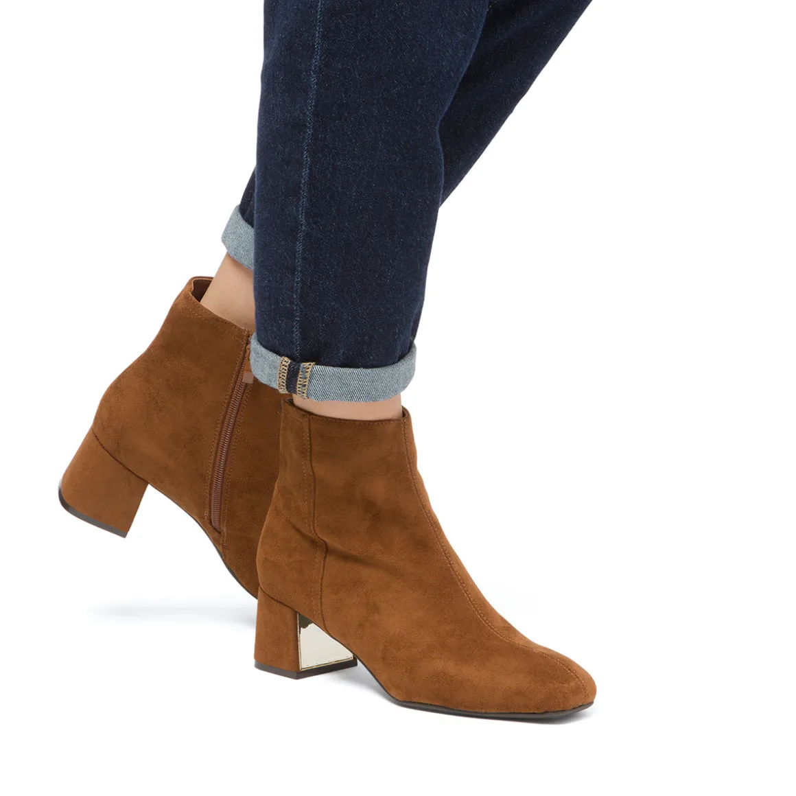 Stivaletti con tacco 5,5 cm da donna marroni effetto scamosciato Lora Ferres