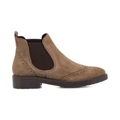 Stivaletti da donna beige chiaro in pelle scamosciata Primopiano
