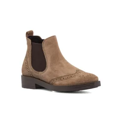 Stivaletti da donna beige chiaro in pelle scamosciata Primopiano