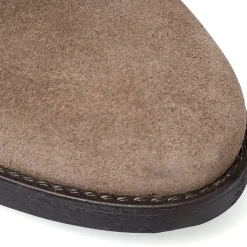 Stivaletti da donna in pelle scamosciata taupe Primopiano