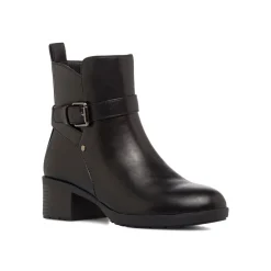 Stivaletti da donna neri con tacco e fibbia metallica P Soft