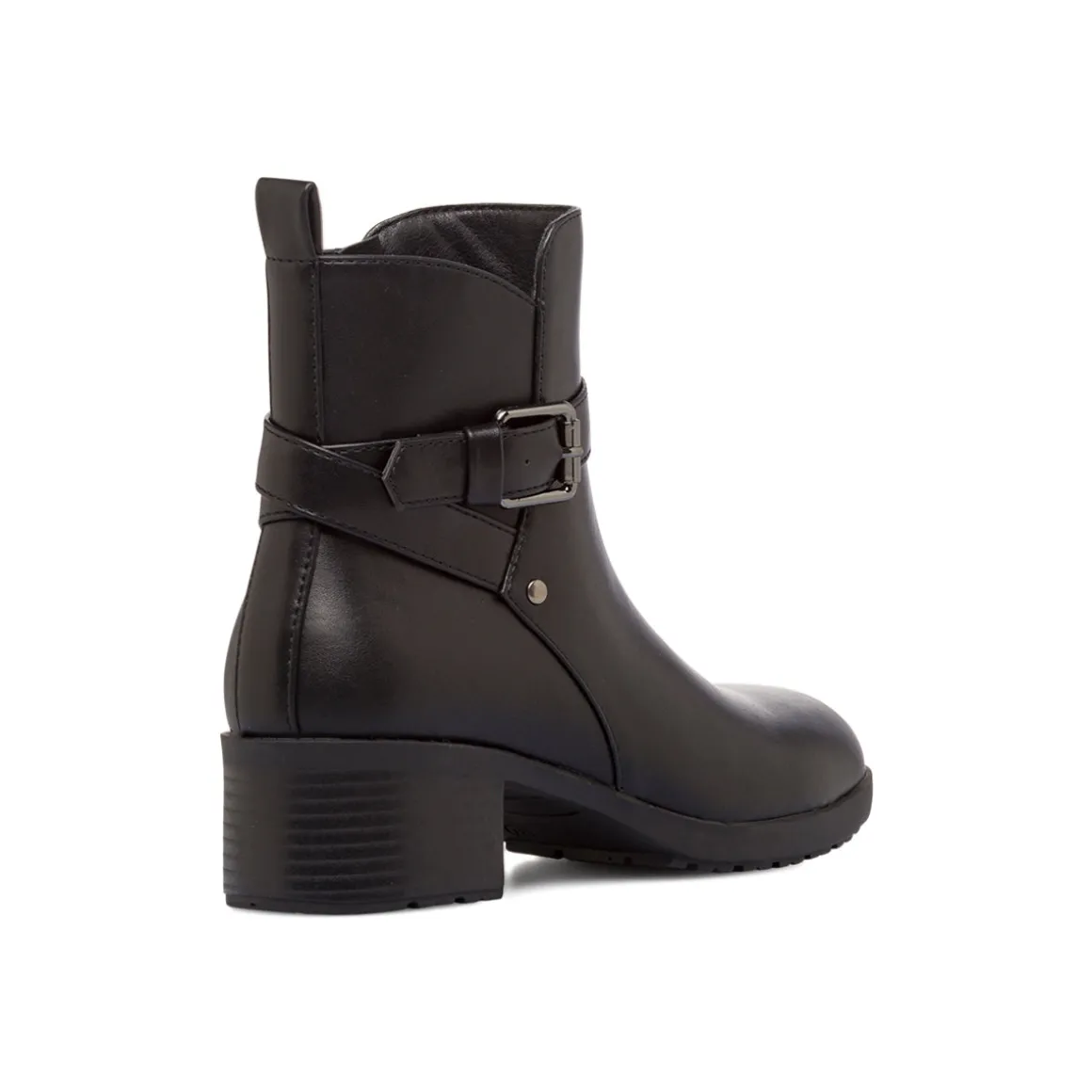 Stivaletti da donna neri con tacco e fibbia metallica P Soft