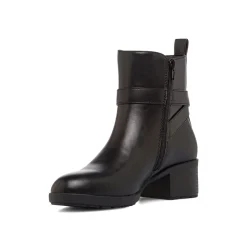 Stivaletti da donna neri con tacco e fibbia metallica P Soft