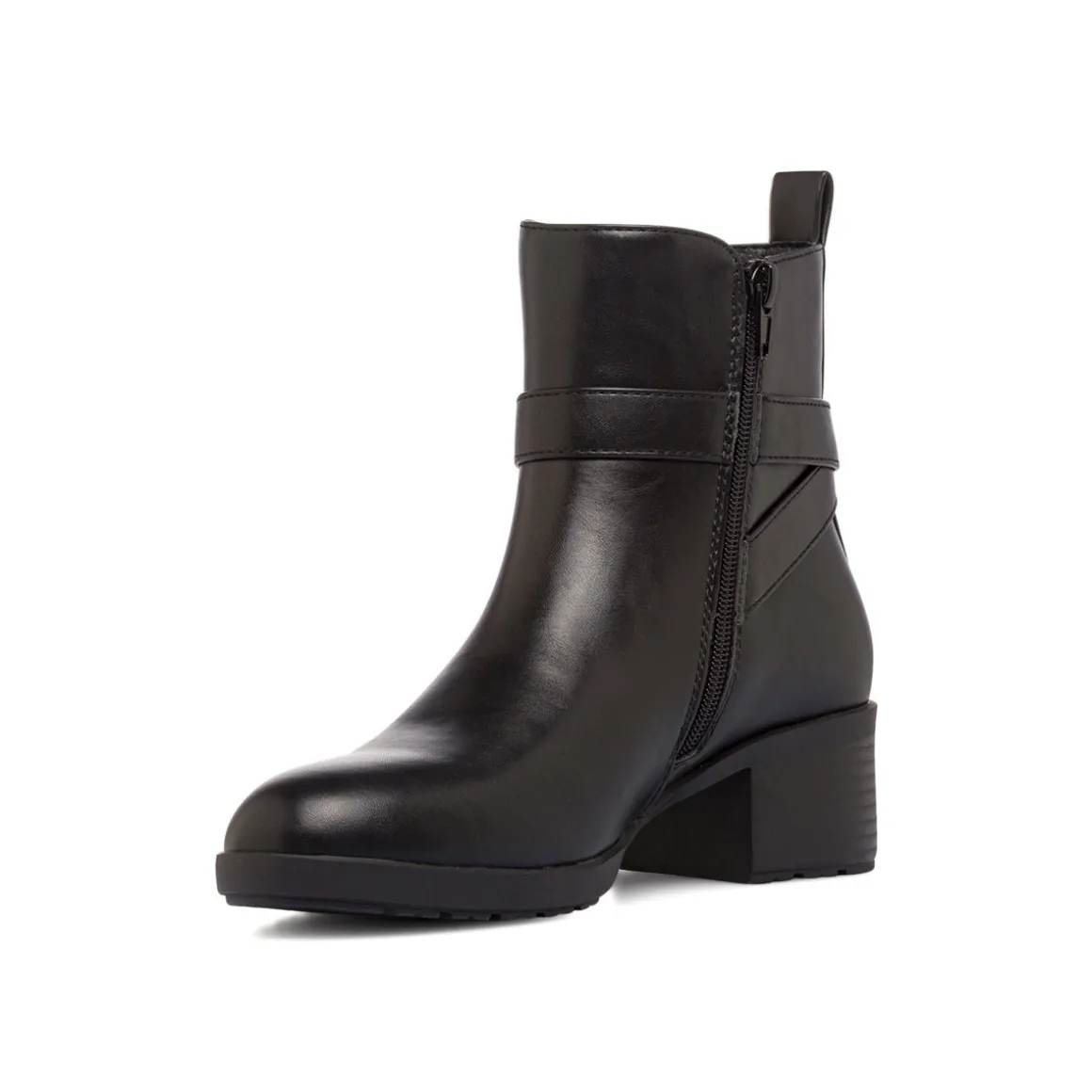 Stivaletti da donna neri con tacco e fibbia metallica P Soft