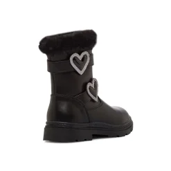 Stivaletti da Ragazza neri con fibbie a cuore in strass Swish Jeans