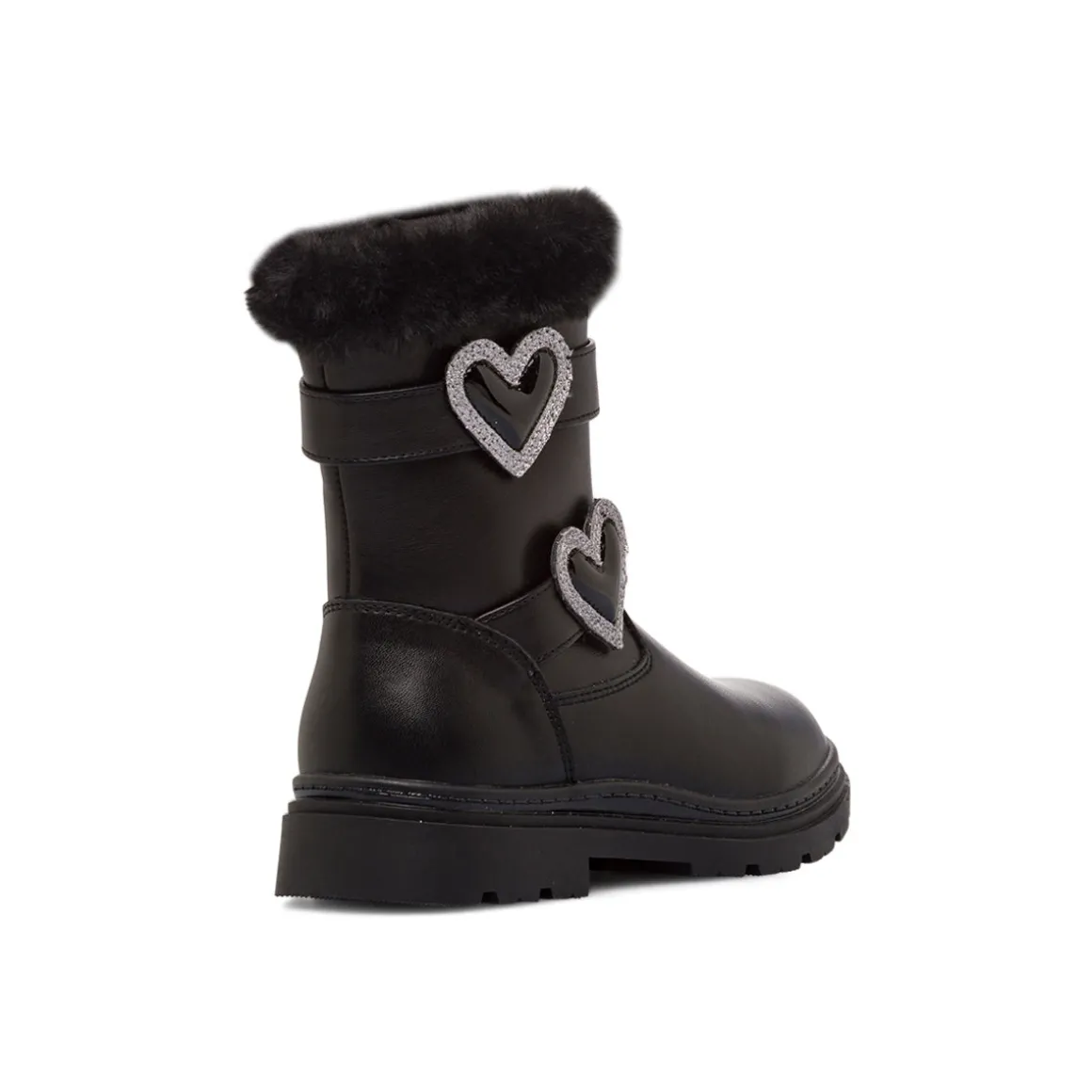 Stivaletti da Ragazza neri con fibbie a cuore in strass Swish Jeans