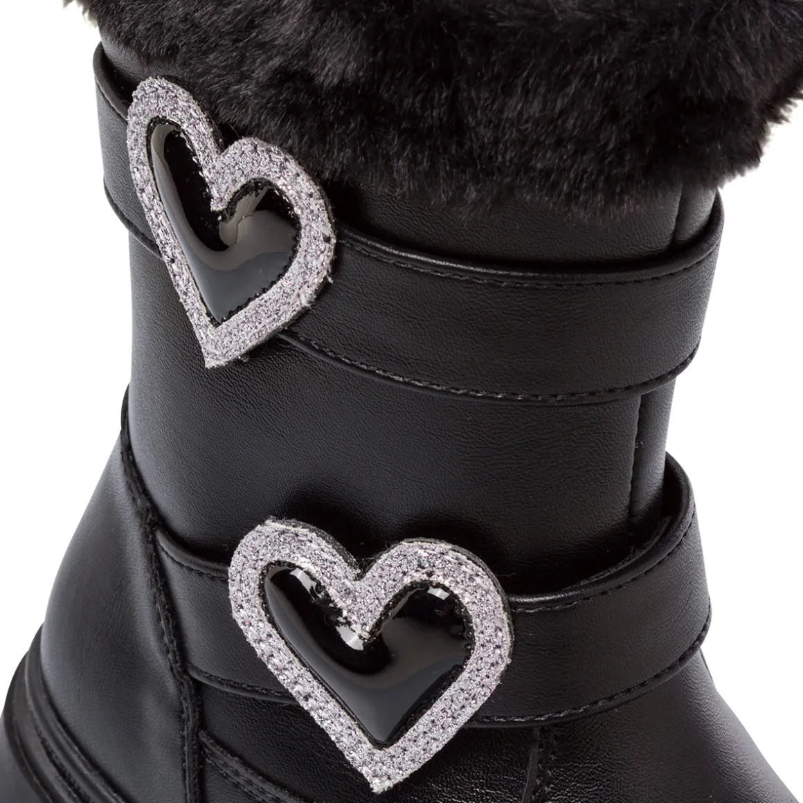 Stivaletti da Ragazza neri con fibbie a cuore in strass Swish Jeans