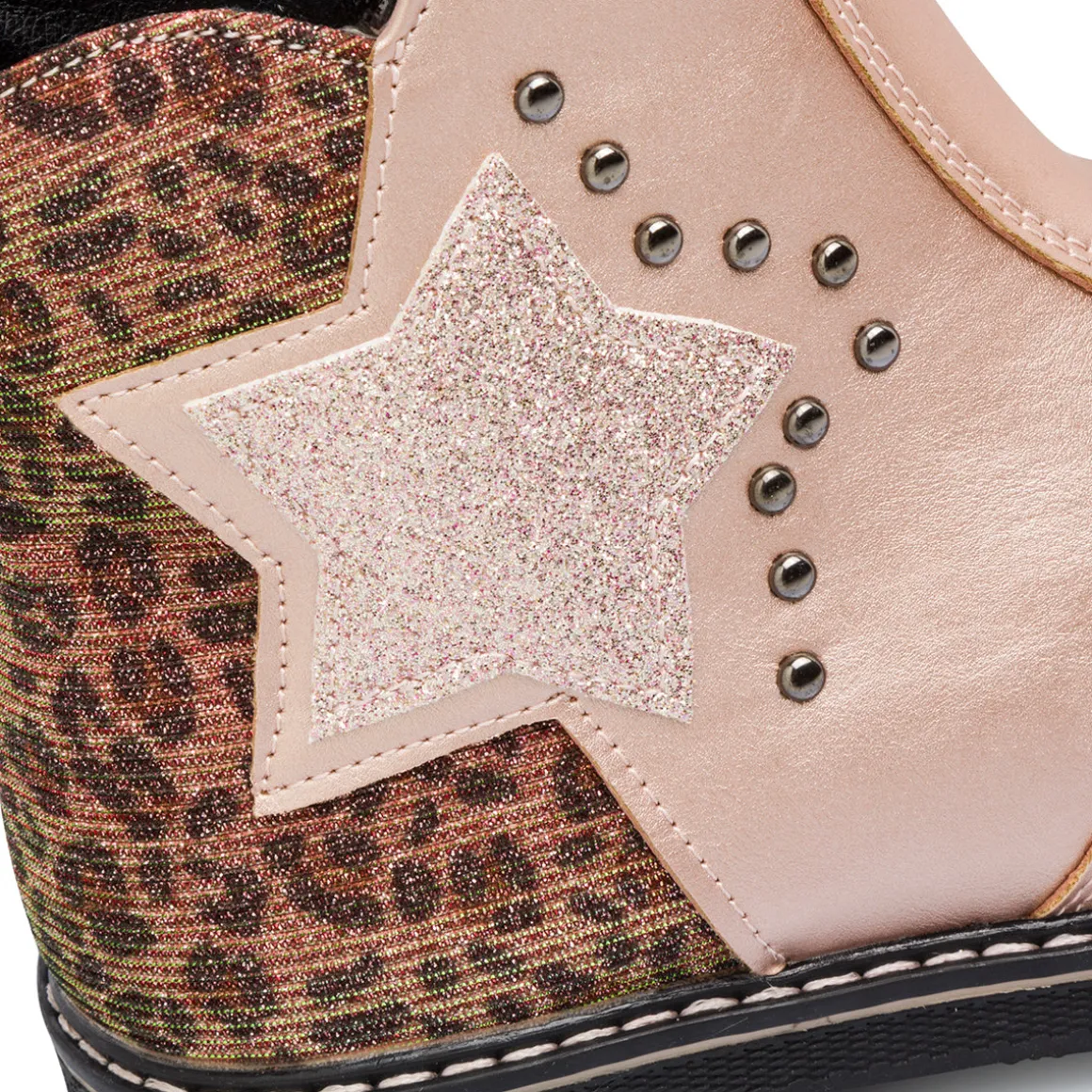 Stivaletti da ragazza rosa con dettagli borchie e glitter Enrico Coveri