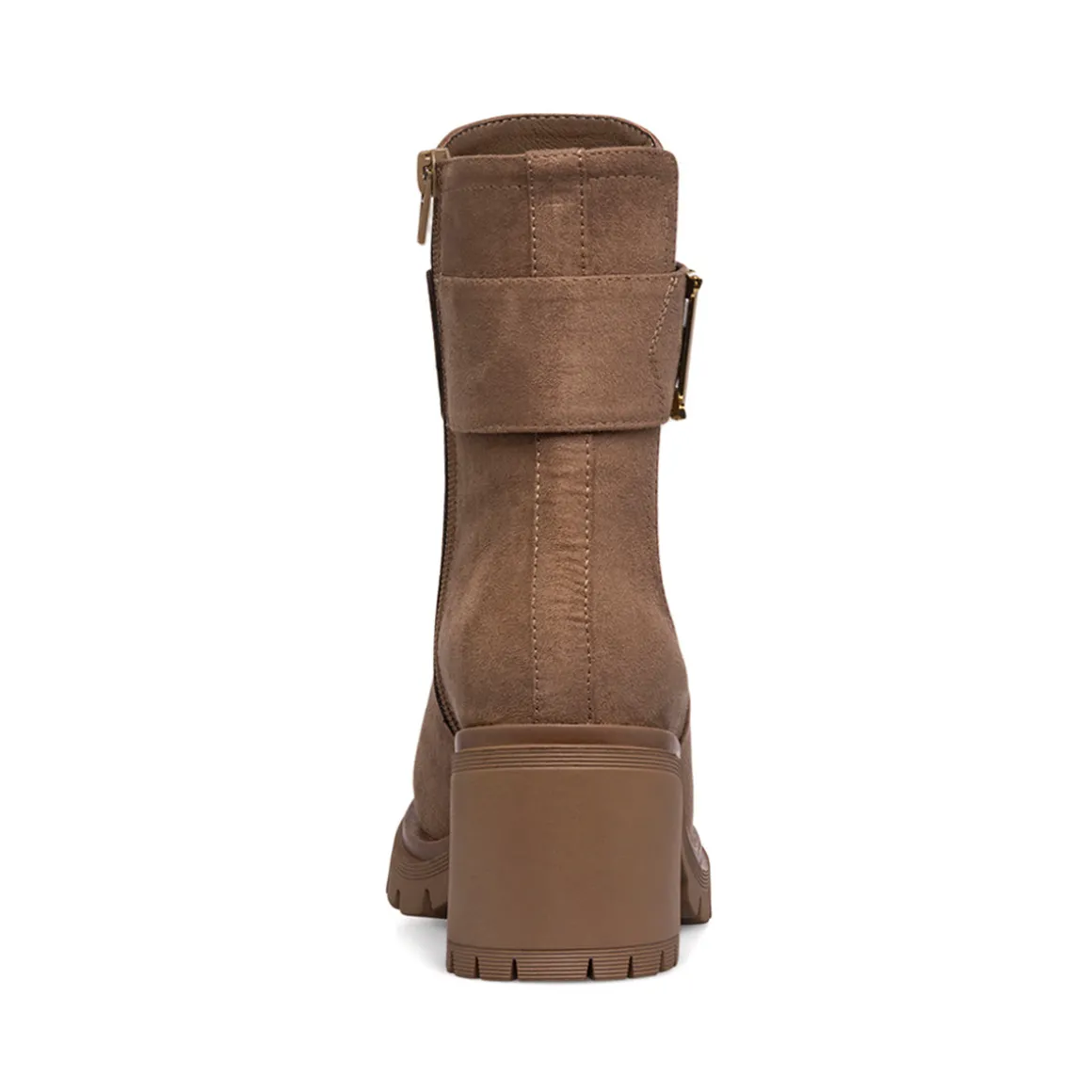 Stivaletti effetto scamosciato taupe da Donna con tacco 7 cm e fibbia Swish Jeans