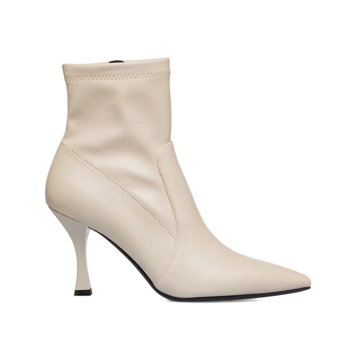 Stivaletti eleganti bianco off-white con tacco 8,5 cm da donna Lora Ferres
