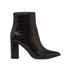 Stivaletti eleganti con tacco 9 cm neri effetto coccodrillo da donna Lora Ferres
