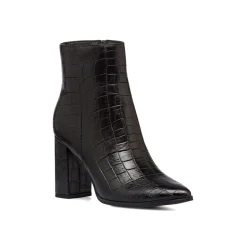 Stivaletti eleganti con tacco 9 cm neri effetto coccodrillo da donna Lora Ferres