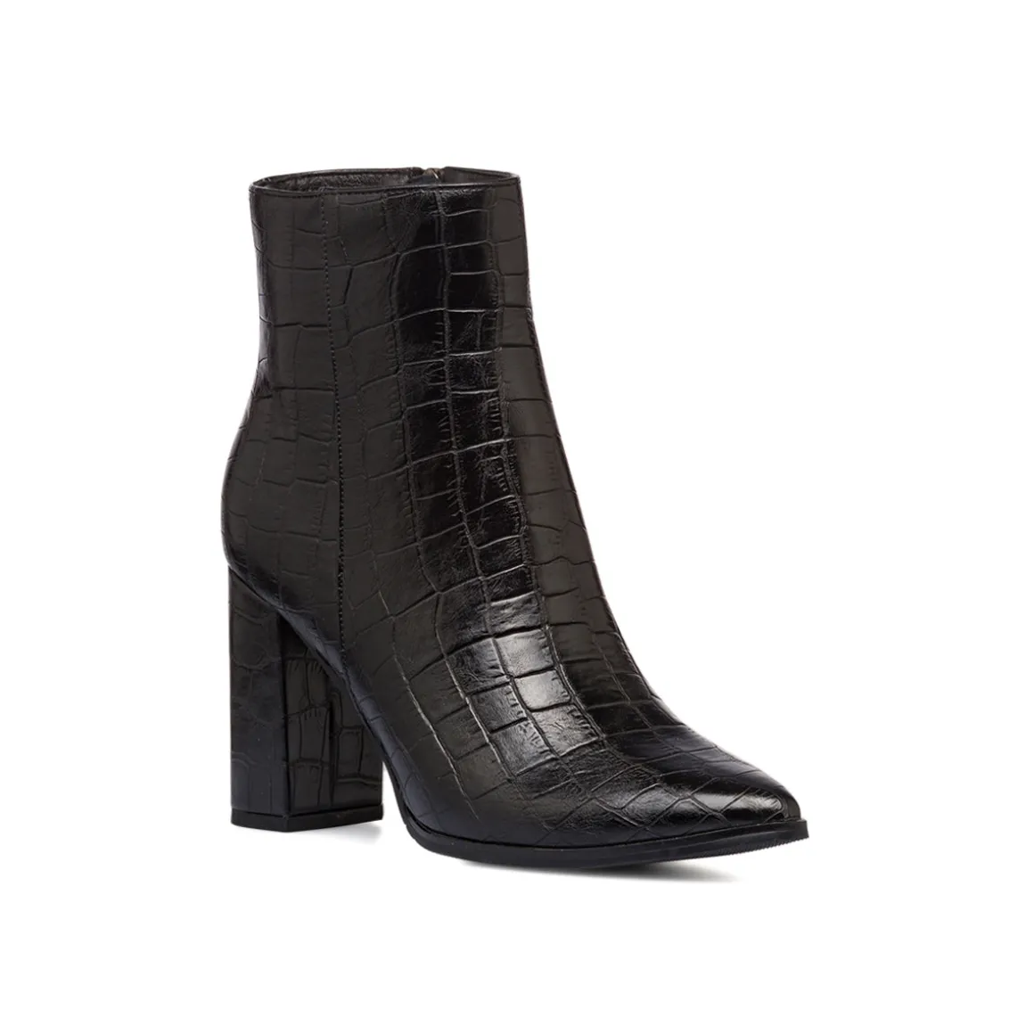 Stivaletti eleganti con tacco 9 cm neri effetto coccodrillo da donna Lora Ferres