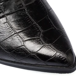 Stivaletti eleganti con tacco 9 cm neri effetto coccodrillo da donna Lora Ferres