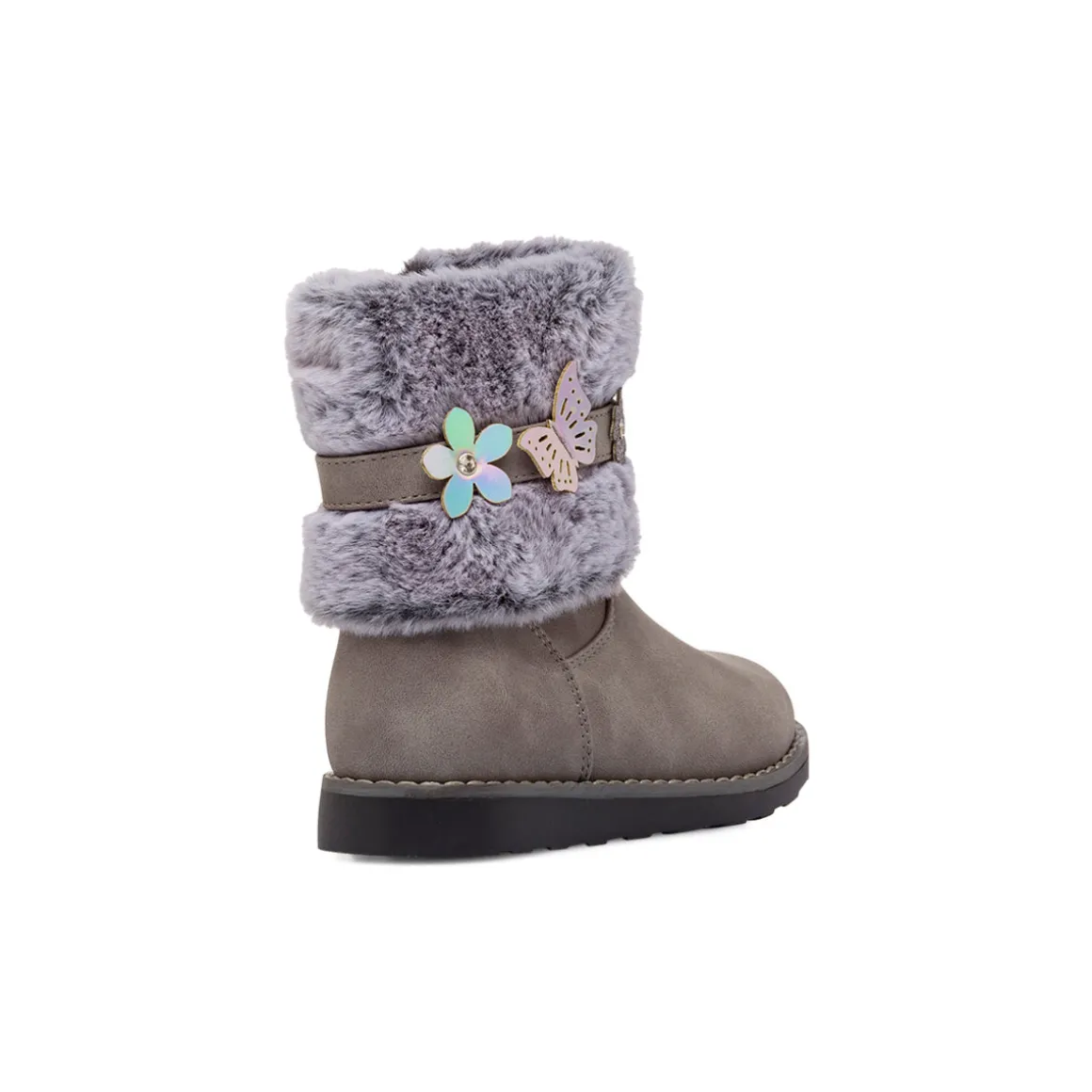 Stivaletti grigi da Bambina con pelo effetto scamosciato e dettagli floreali Le scarpe di Alice
