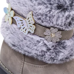 Stivaletti grigi da Bambina con pelo effetto scamosciato e dettagli floreali Le scarpe di Alice