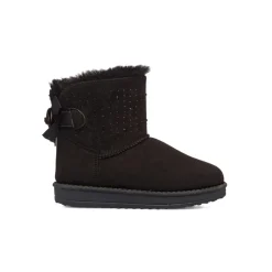 Stivaletti imbottiti cozy boots neri da bambina con strass e fiocchetto 10 Baci