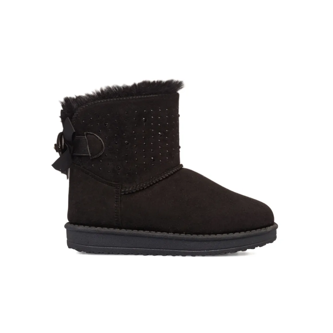Stivaletti imbottiti cozy boots neri da bambina con strass e fiocchetto 10 Baci