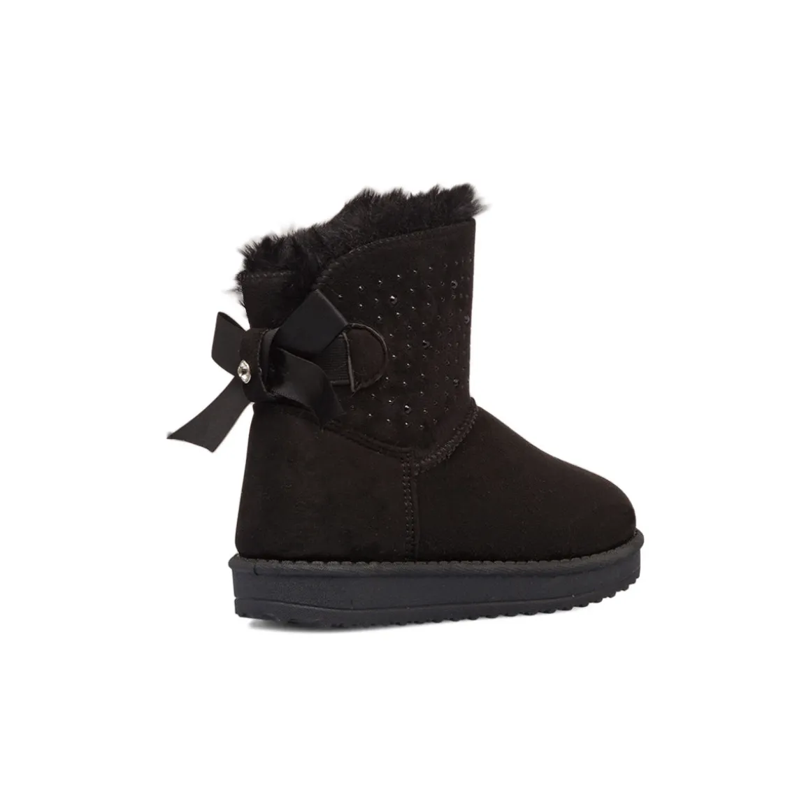 Stivaletti imbottiti cozy boots neri da bambina con strass e fiocchetto 10 Baci