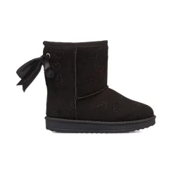 Stivaletti imbottiti cozy boots neri da bambina con cuori strass e fiocchetto 10 Baci