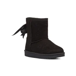 Stivaletti imbottiti cozy boots neri da bambina con cuori strass e fiocchetto 10 Baci